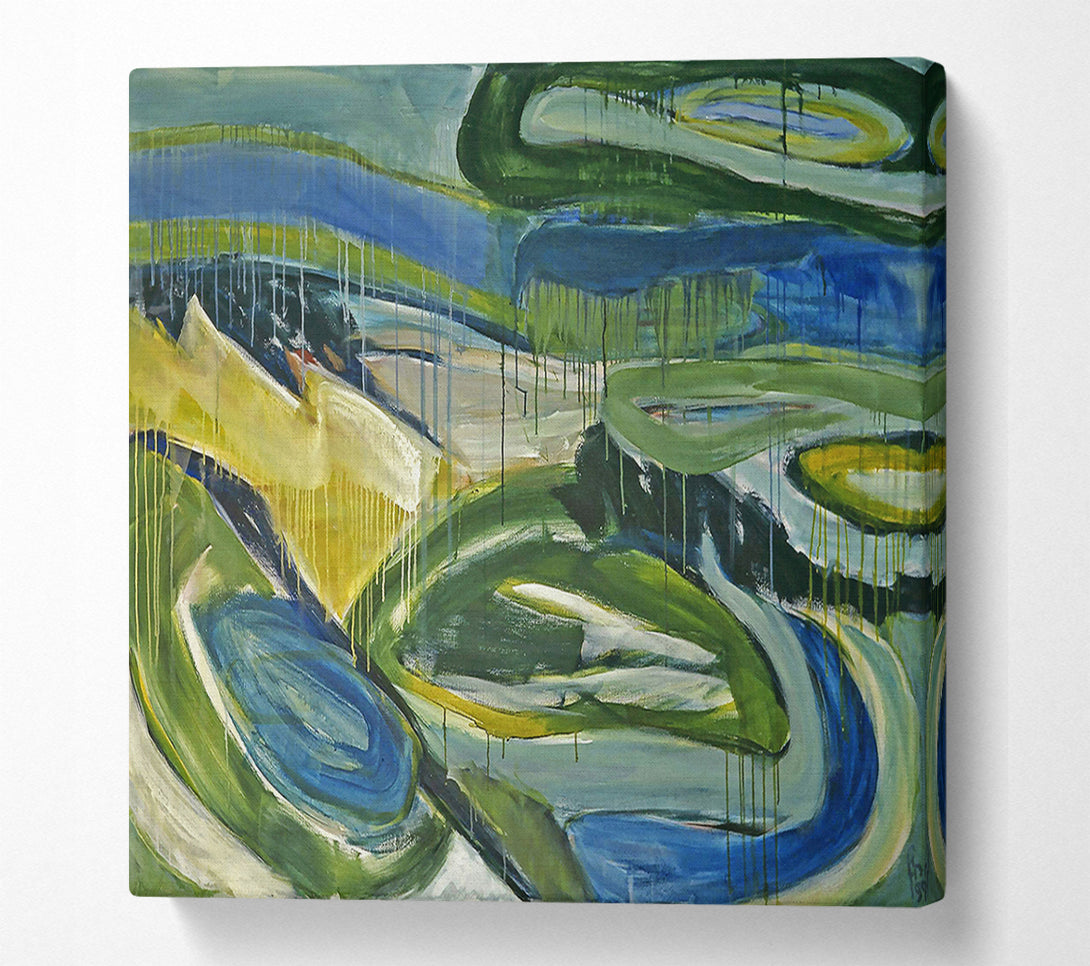  A Canvas Print of Green And Blue Drips Canvas Art