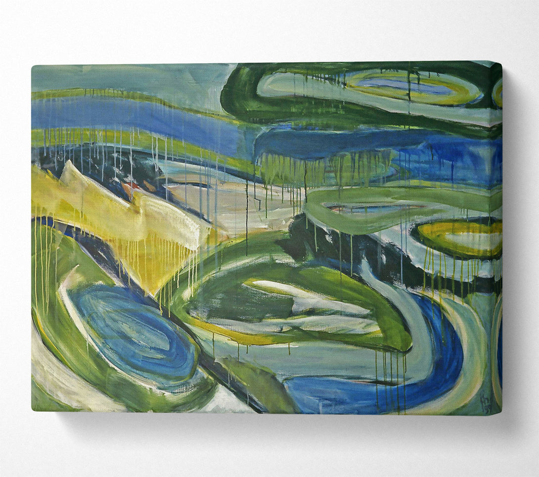  A Canvas Print of Green And Blue Drips Canvas Art