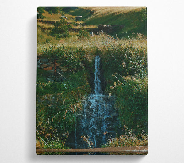 Green Cascade Waterfall Canvas Wall Art