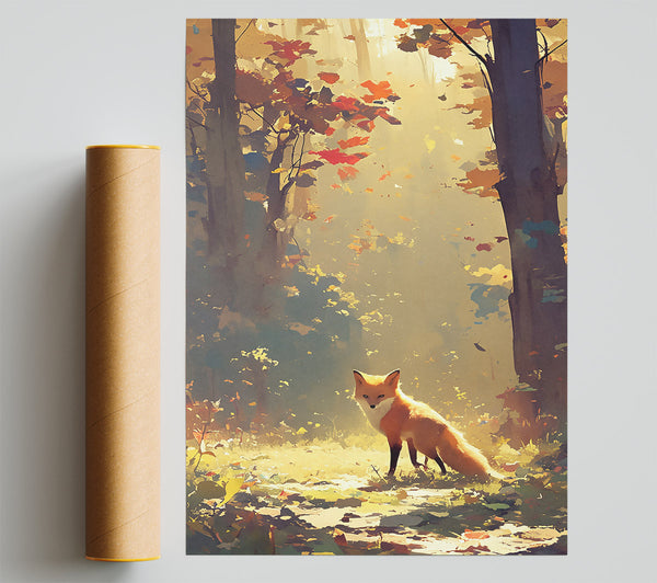 Golden Fox In Woods Print