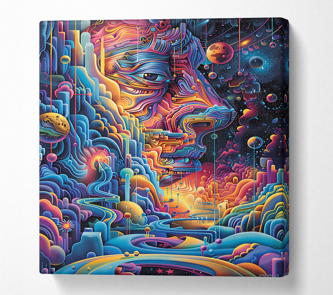  A Canvas Print of Blue Cosmic Face Canvas Print
