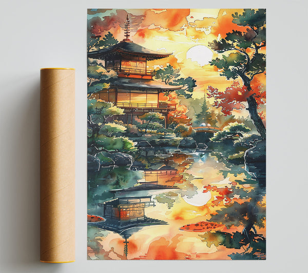 Golden Sunset Temple Giclee Print