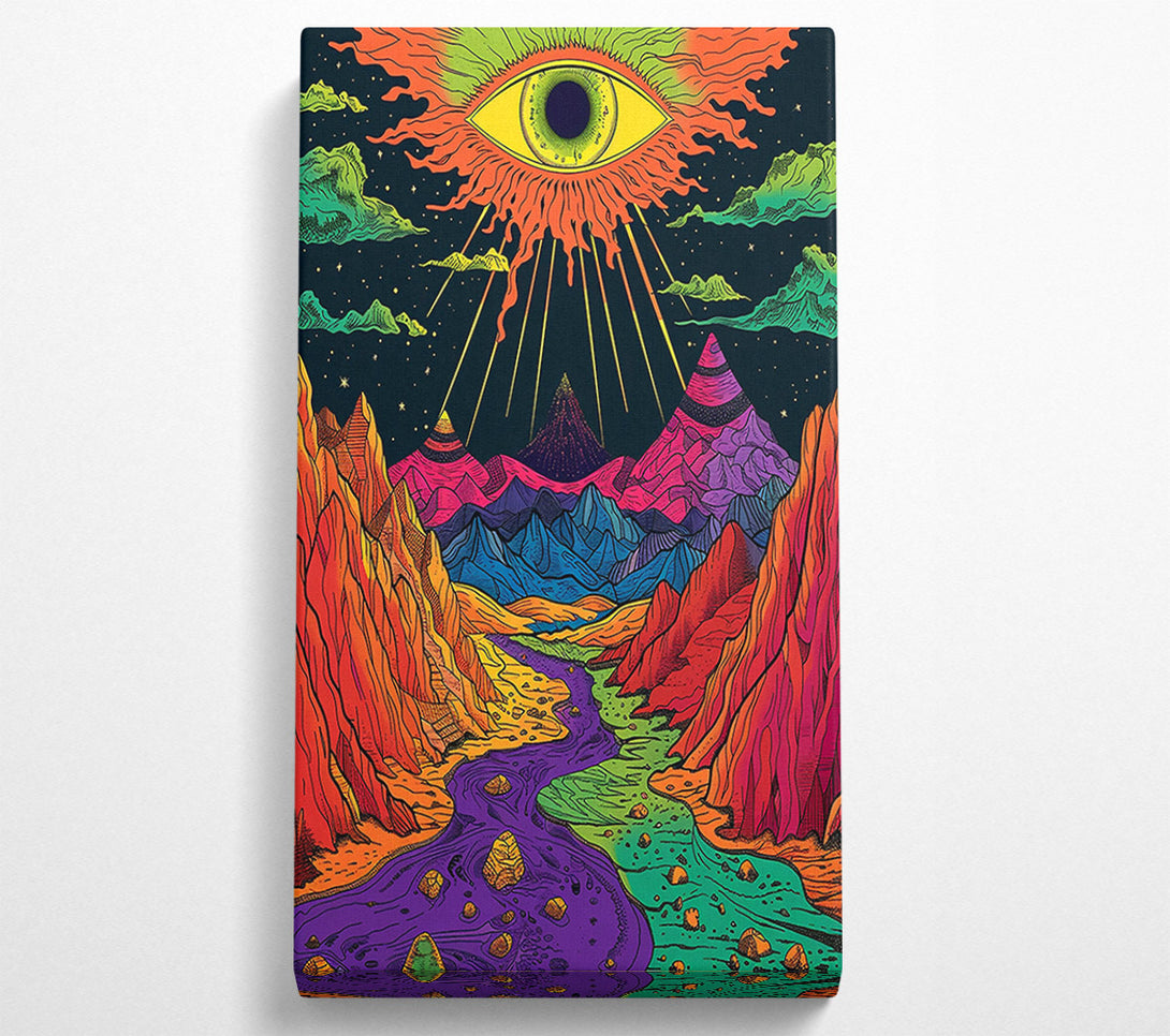  A Canvas Print of Orange Eye Over Mountains Canvas Wall Art