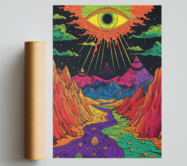 Orange Eye Over Mountains Giclee Print