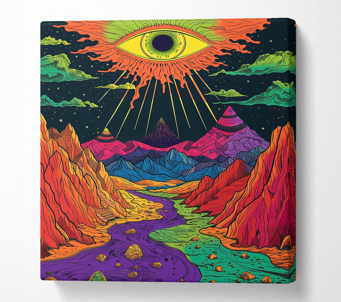  A Canvas Print of Orange Eye Over Mountains Canvas Wall Art