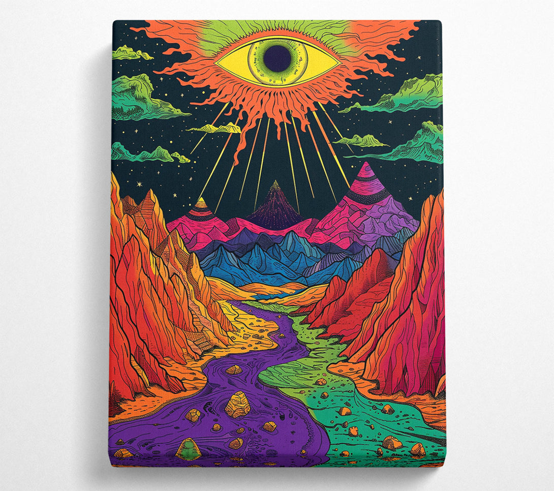  A Canvas Print of Orange Eye Over Mountains Canvas Wall Art