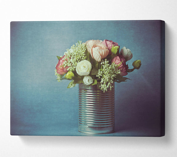 Pink Blooms In Tin