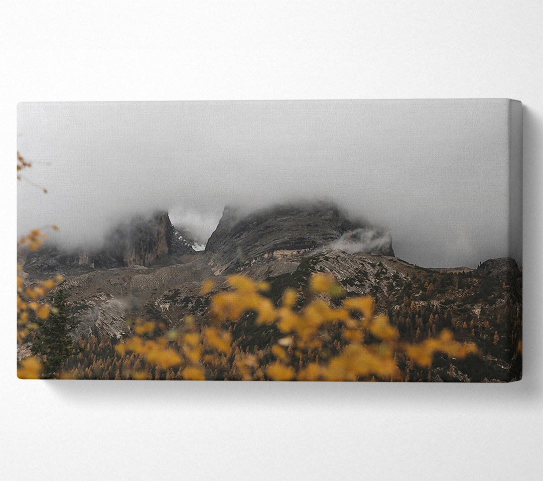  A Canvas Print of Golden Foggy Peaks Canvas Wall Art