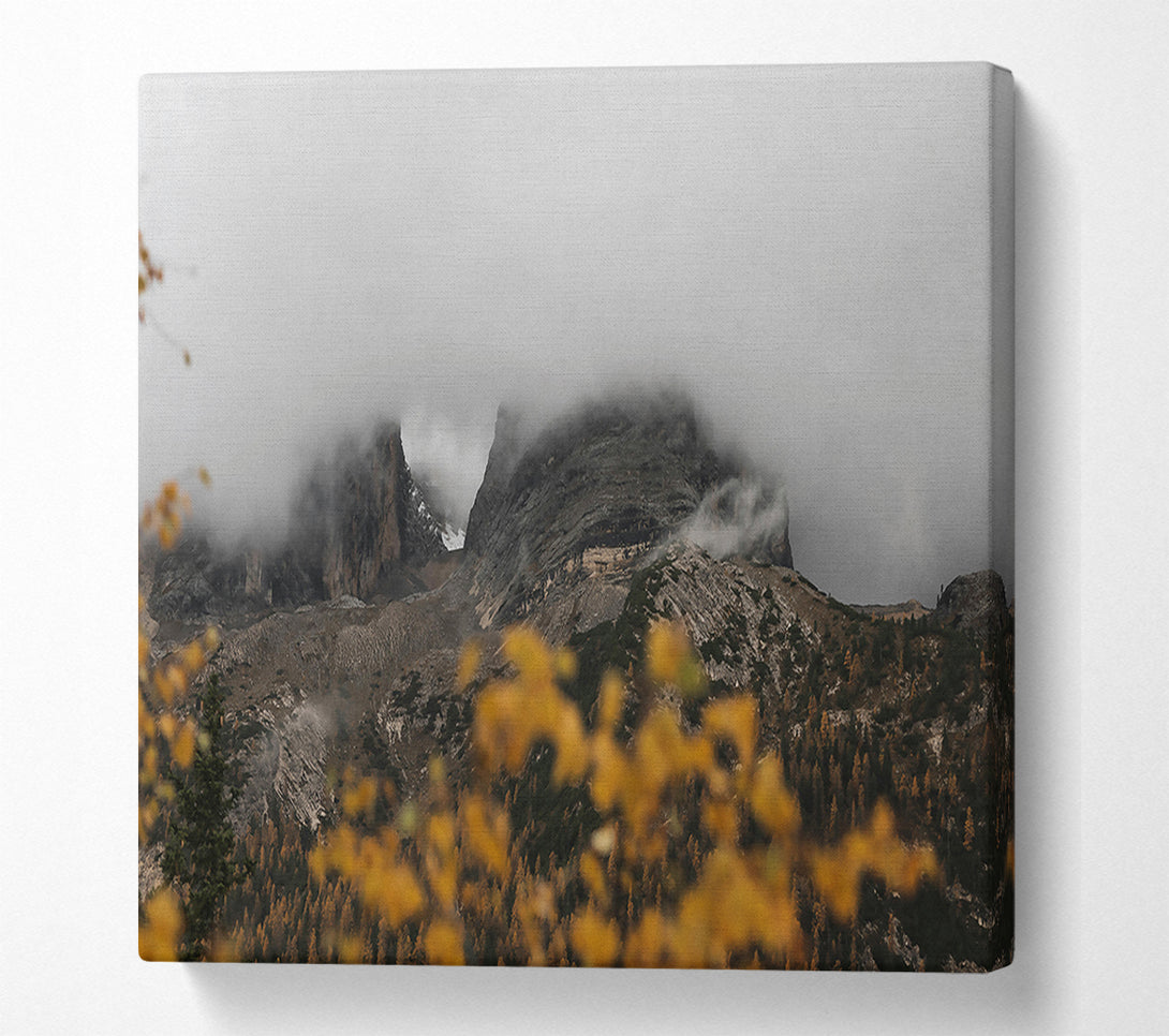  A Canvas Print of Golden Foggy Peaks Canvas Wall Art
