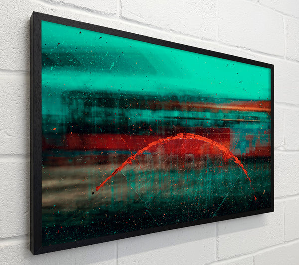 Red Streak On Teal Glass
