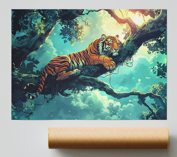 Teal Tiger Dreams Poster