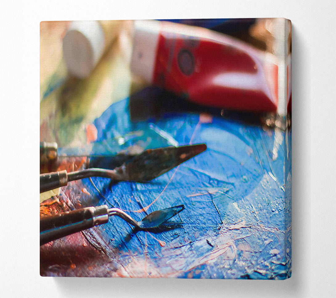  A Canvas Print of Blue Palette Knife Strokes Canvas Print