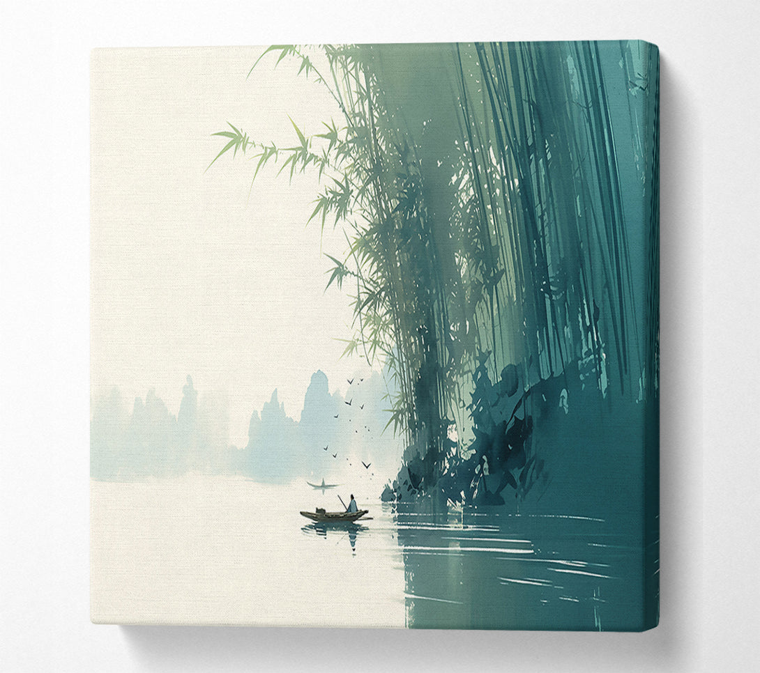  A Canvas Print of Teal Serenity In Bamboo Canvas Wall Art