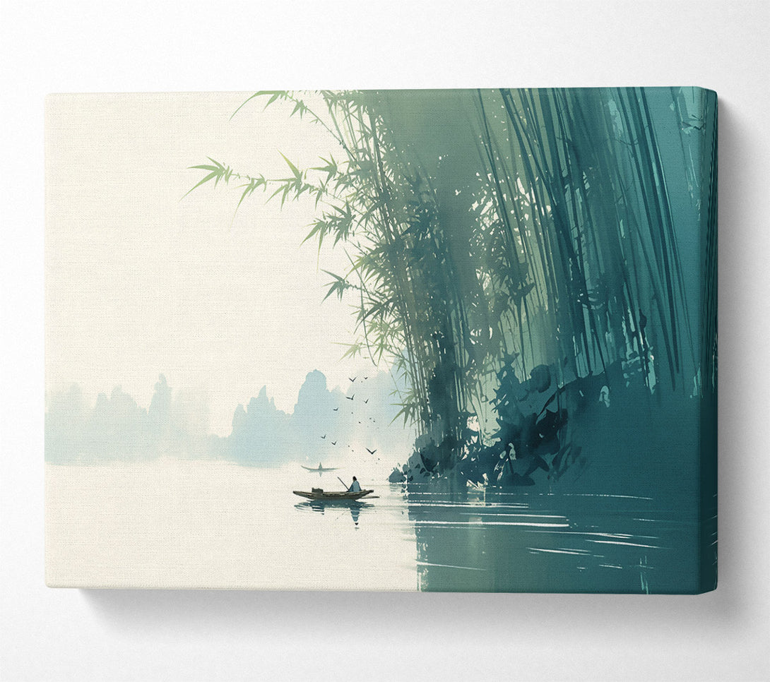  A Canvas Print of Teal Serenity In Bamboo Canvas Wall Art