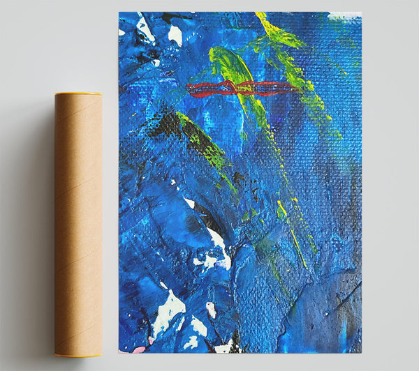 Cobalt Abstract Strokes Poster