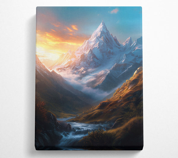  A Canvas Print of Golden Mountain Stream Canvas Wall Art