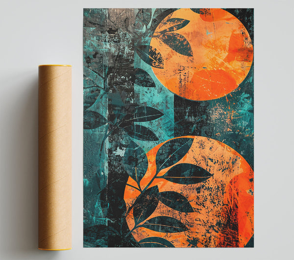 Orange Leaves Abstract Poster