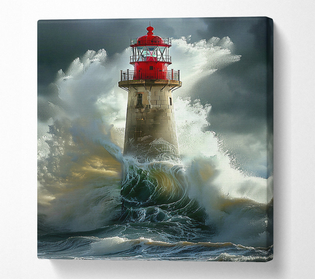  A Canvas Print of Red Beacon In The Storm Canvas Art