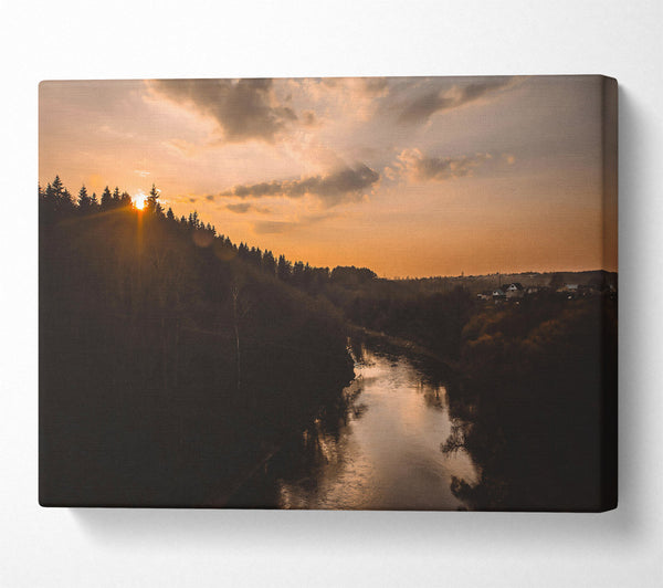  A Canvas Print of Golden River Sunset Canvas Wall Art
