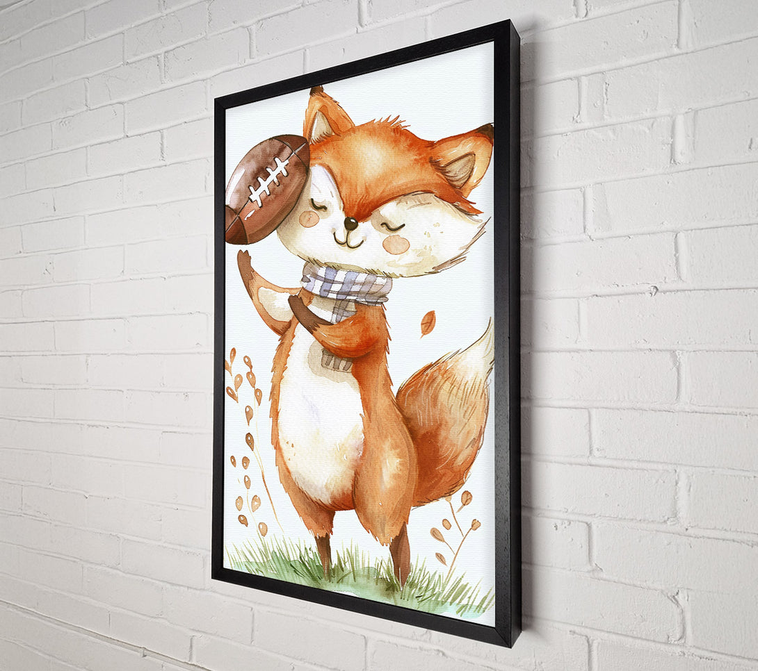  A Canvas Print of Orange Fox With Football Canvas Print