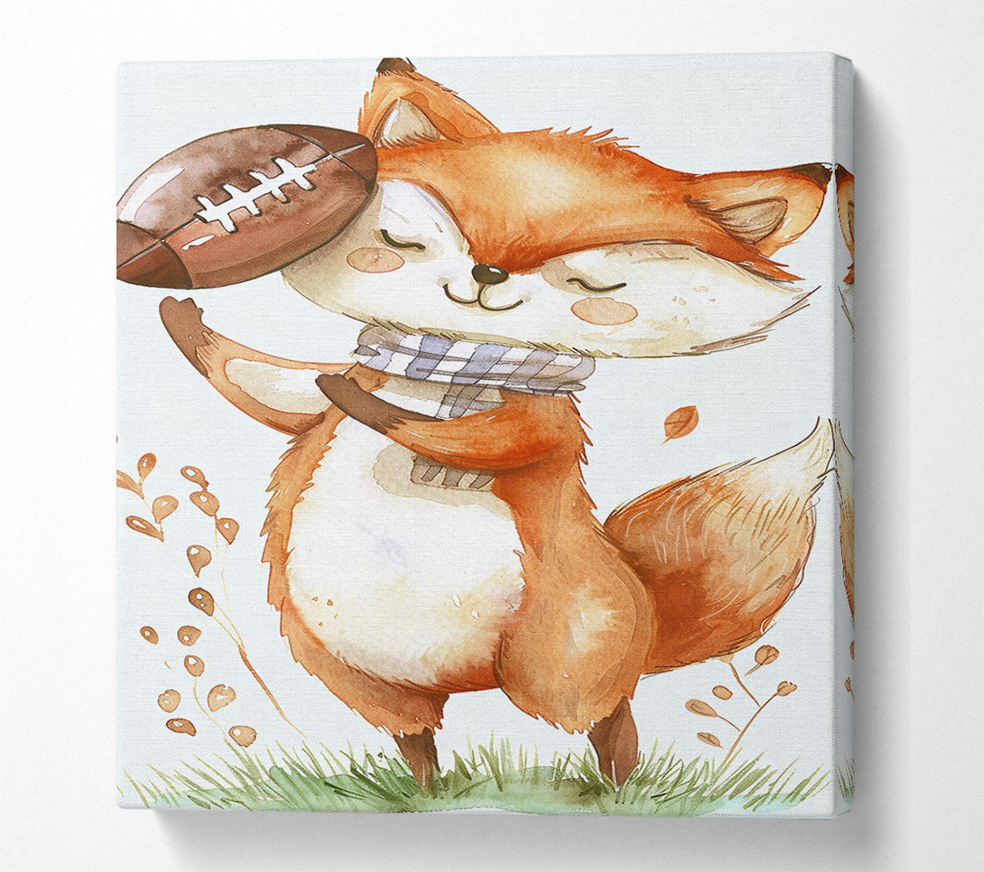  A Canvas Print of Orange Fox With Football Canvas Print