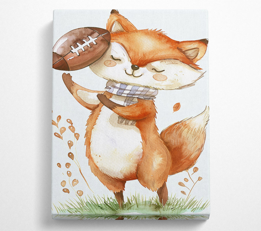  A Canvas Print of Orange Fox With Football Canvas Print