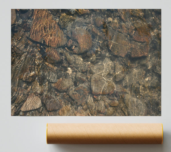 Golden Riverbed Reflections Poster