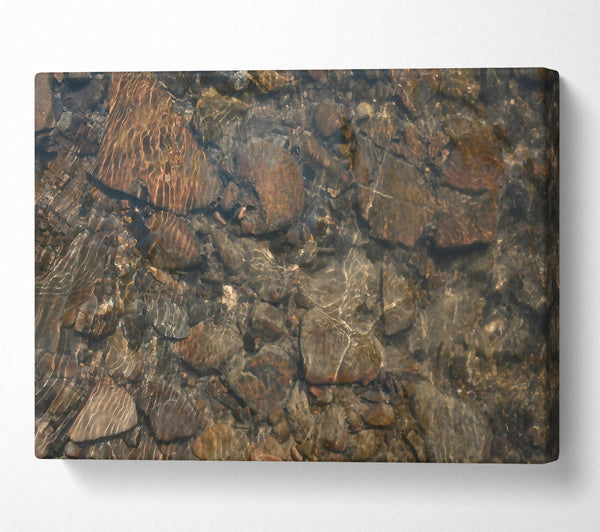  A Canvas Print of Golden Riverbed Reflections Canvas Wall Art