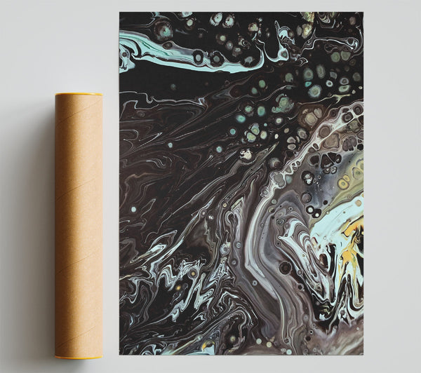 Black And Teal Swirls Giclee Print