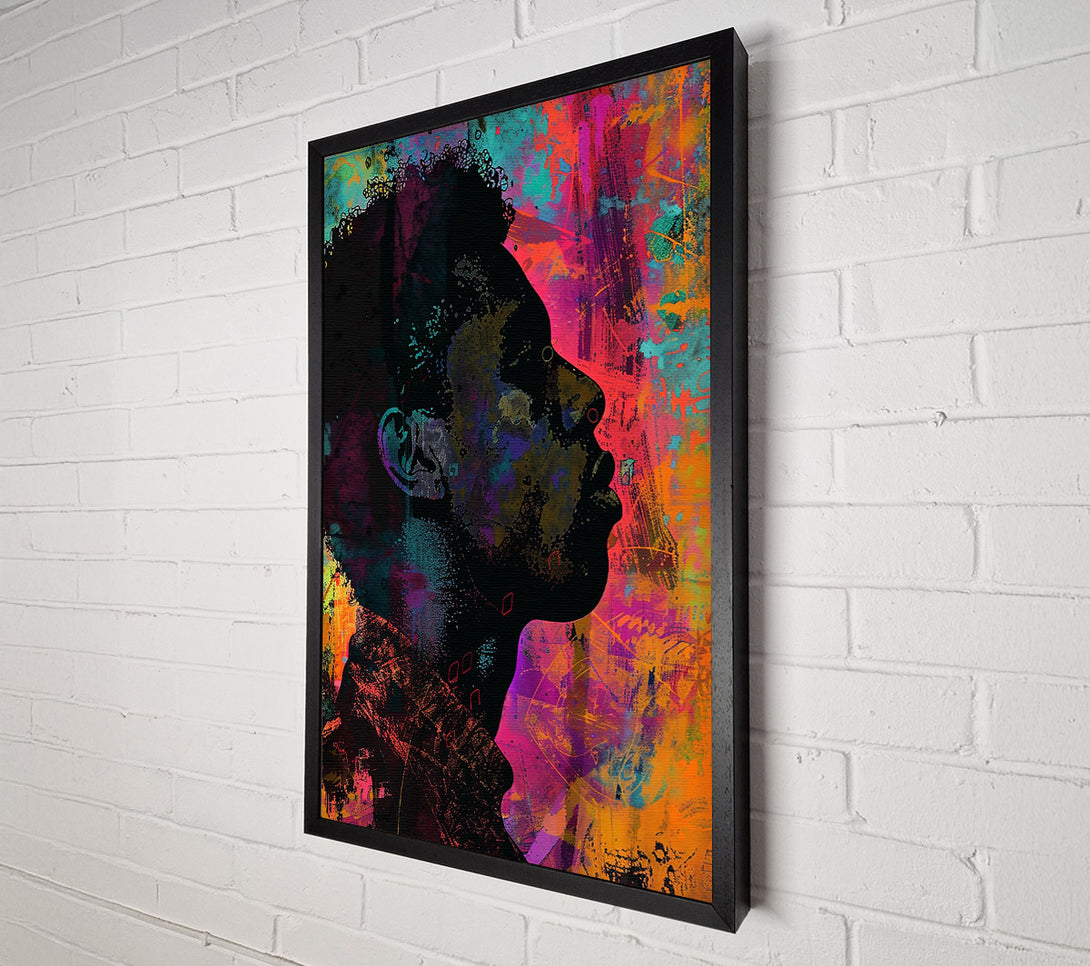  A Canvas Print of Orange Profile Silhouettes Canvas Art