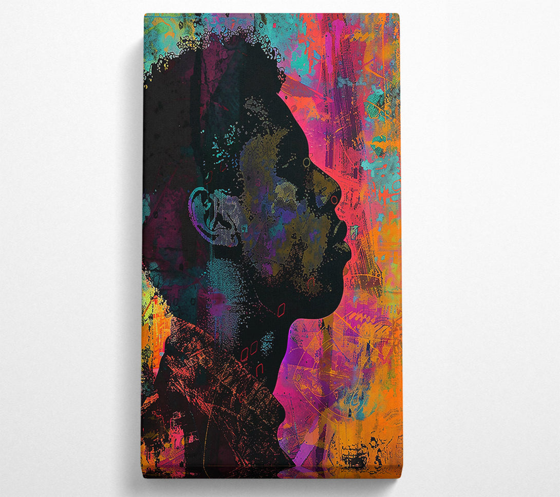  A Canvas Print of Orange Profile Silhouettes Canvas Art