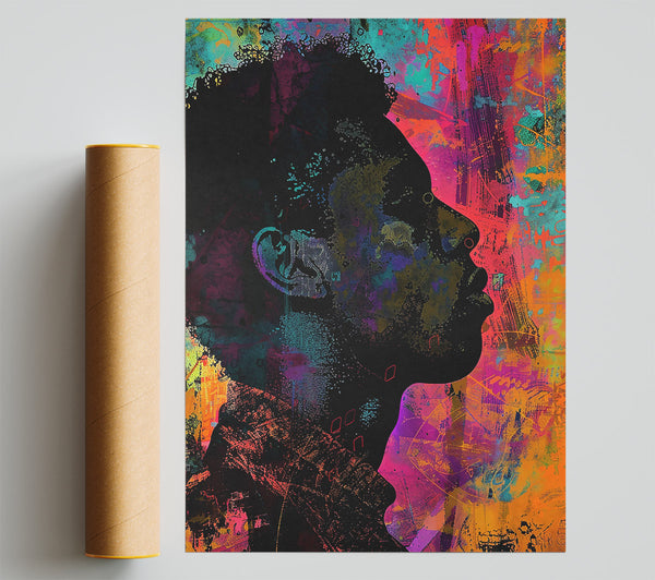 Orange Profile Silhouettes Giclee Print