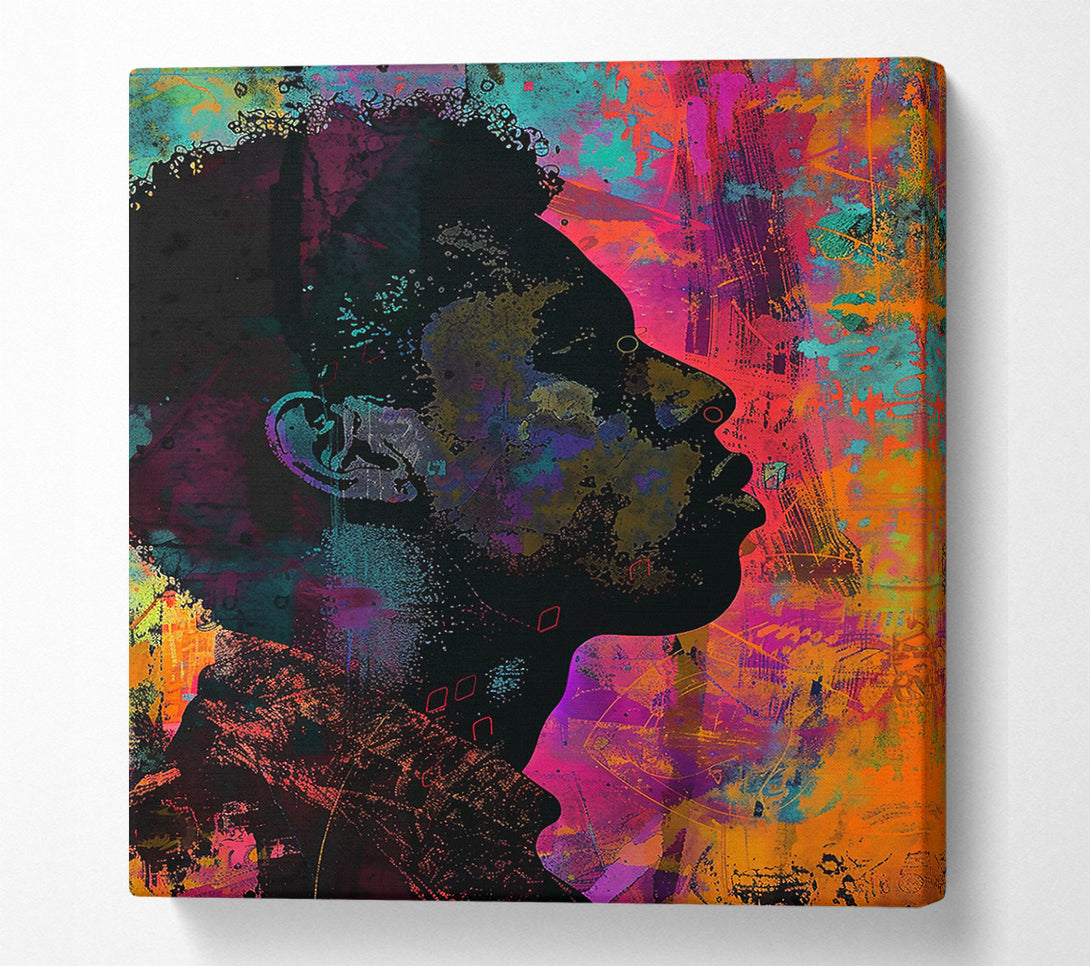 A Canvas Print of Orange Profile Silhouettes Canvas Art