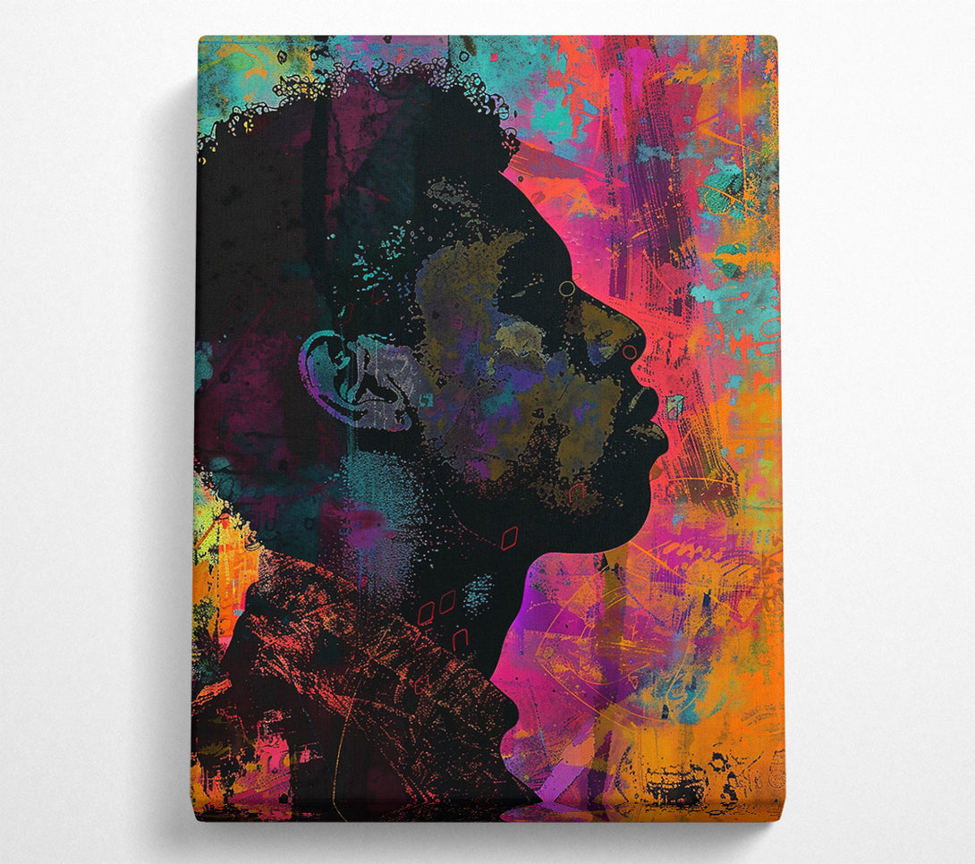 A Canvas Print of Orange Profile Silhouettes Canvas Art