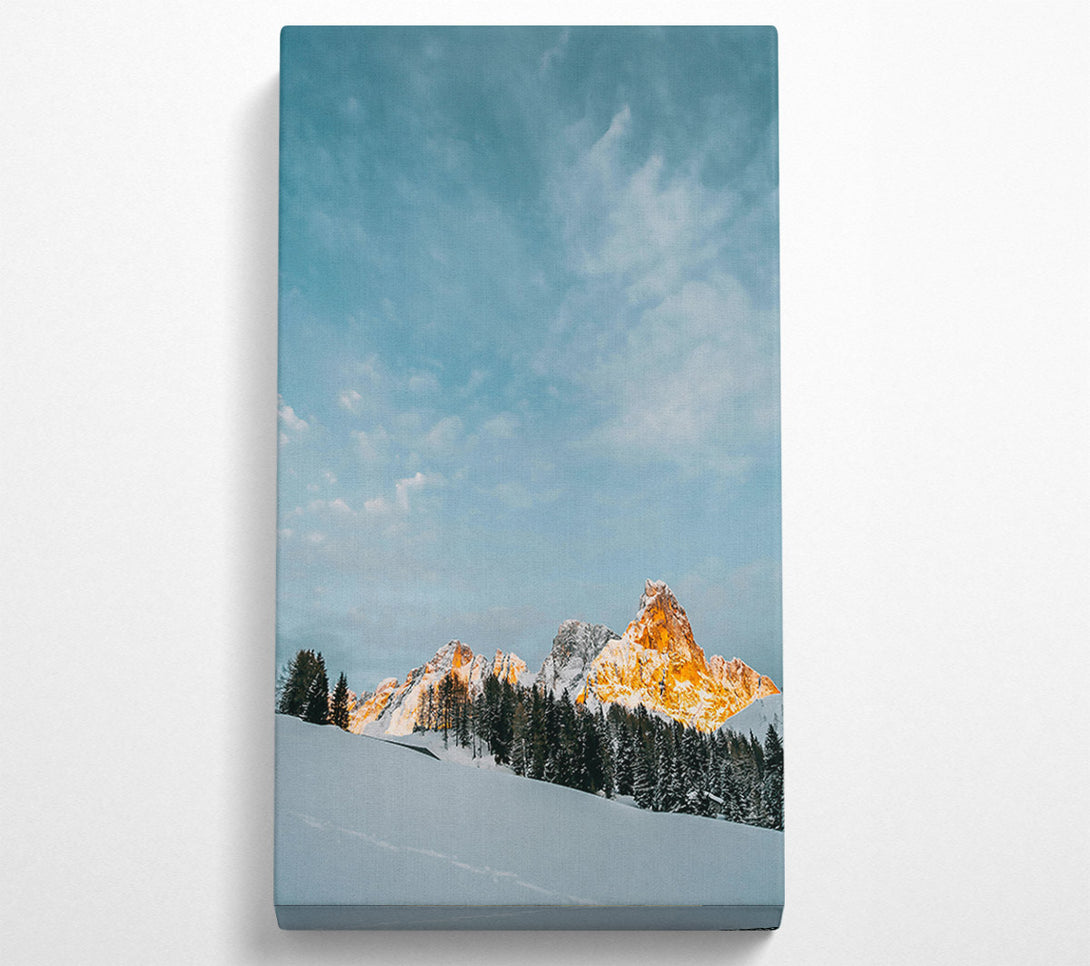 A Canvas Print of Golden Peaks In Snow Canvas Wall Art
