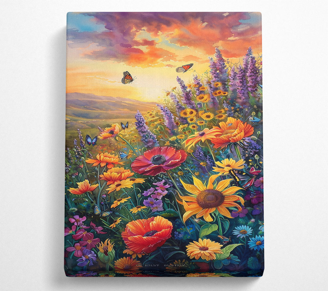  A Canvas Print of Orange Sunset Blooms Canvas Print