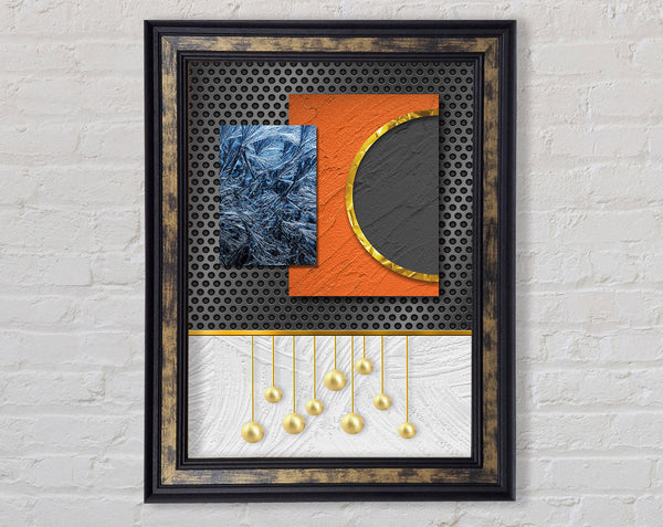 Abstract Shapes With Gold Framed Print