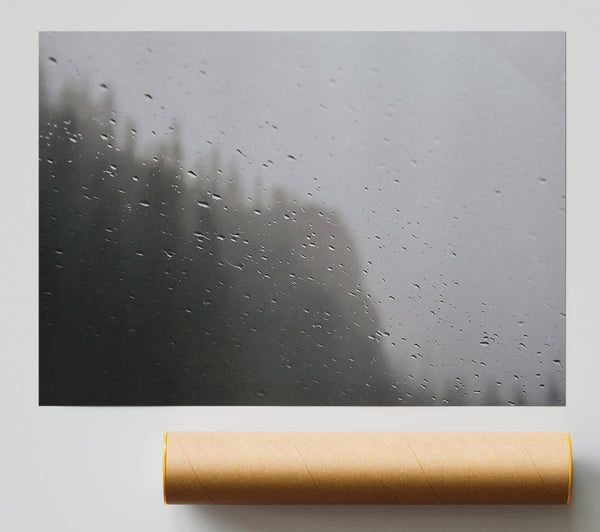 Gray Rain Through Glass Poster