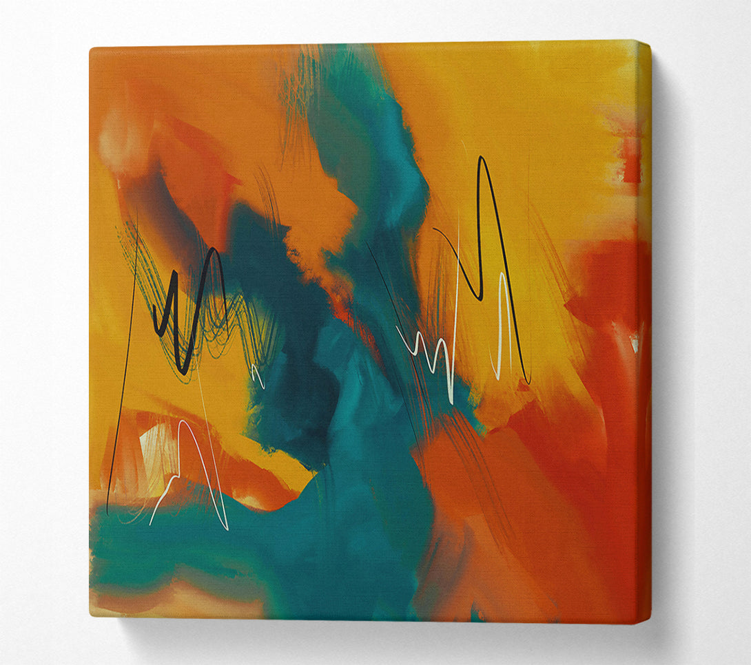  A Canvas Print of Orange And Teal Flow Canvas Wall Art