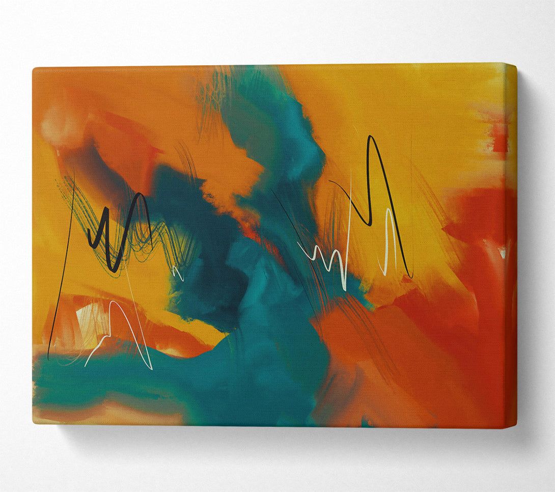  A Canvas Print of Orange And Teal Flow Canvas Wall Art