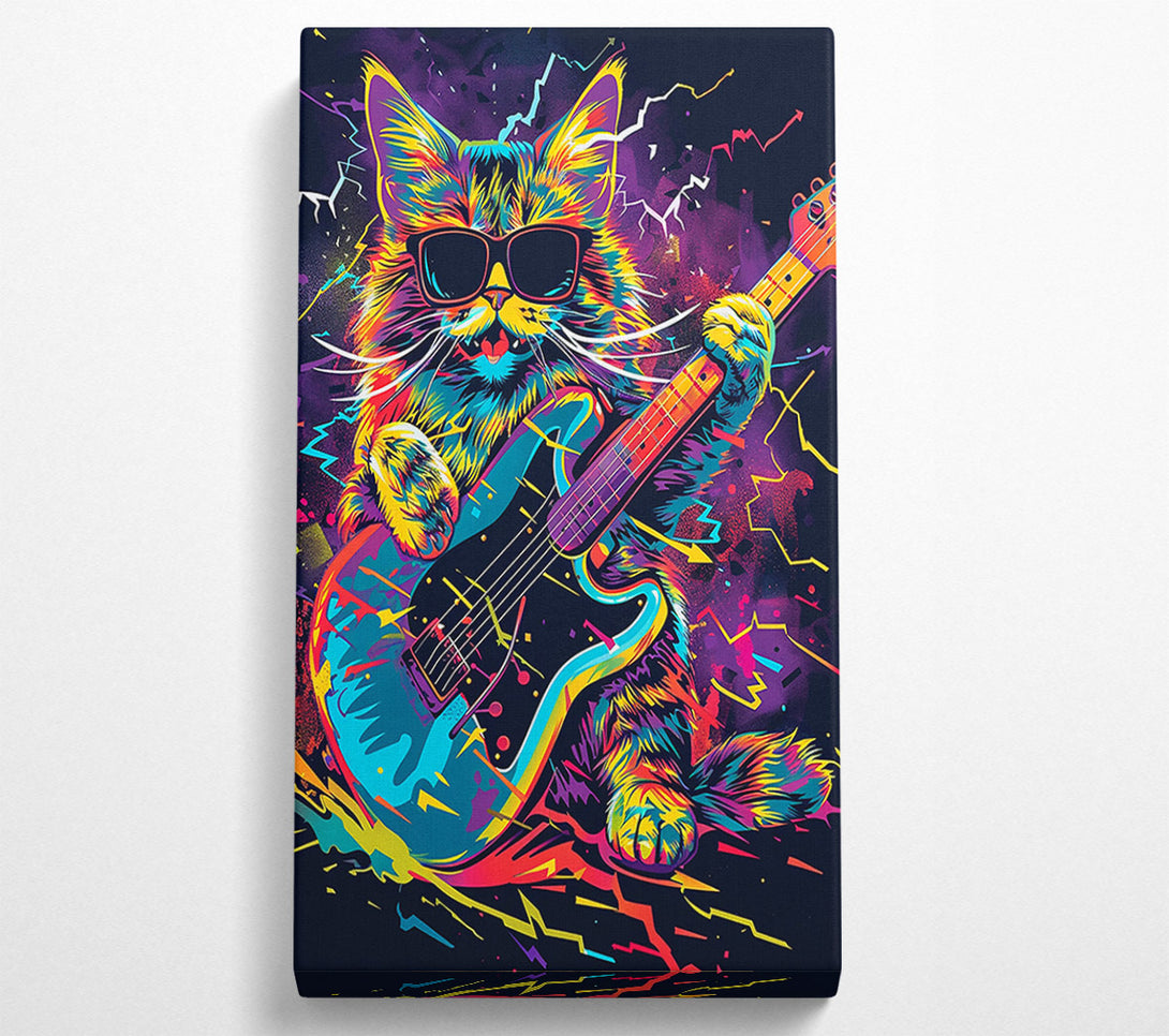  A Canvas Print of Neon Cat Guitar Solo Canvas Print