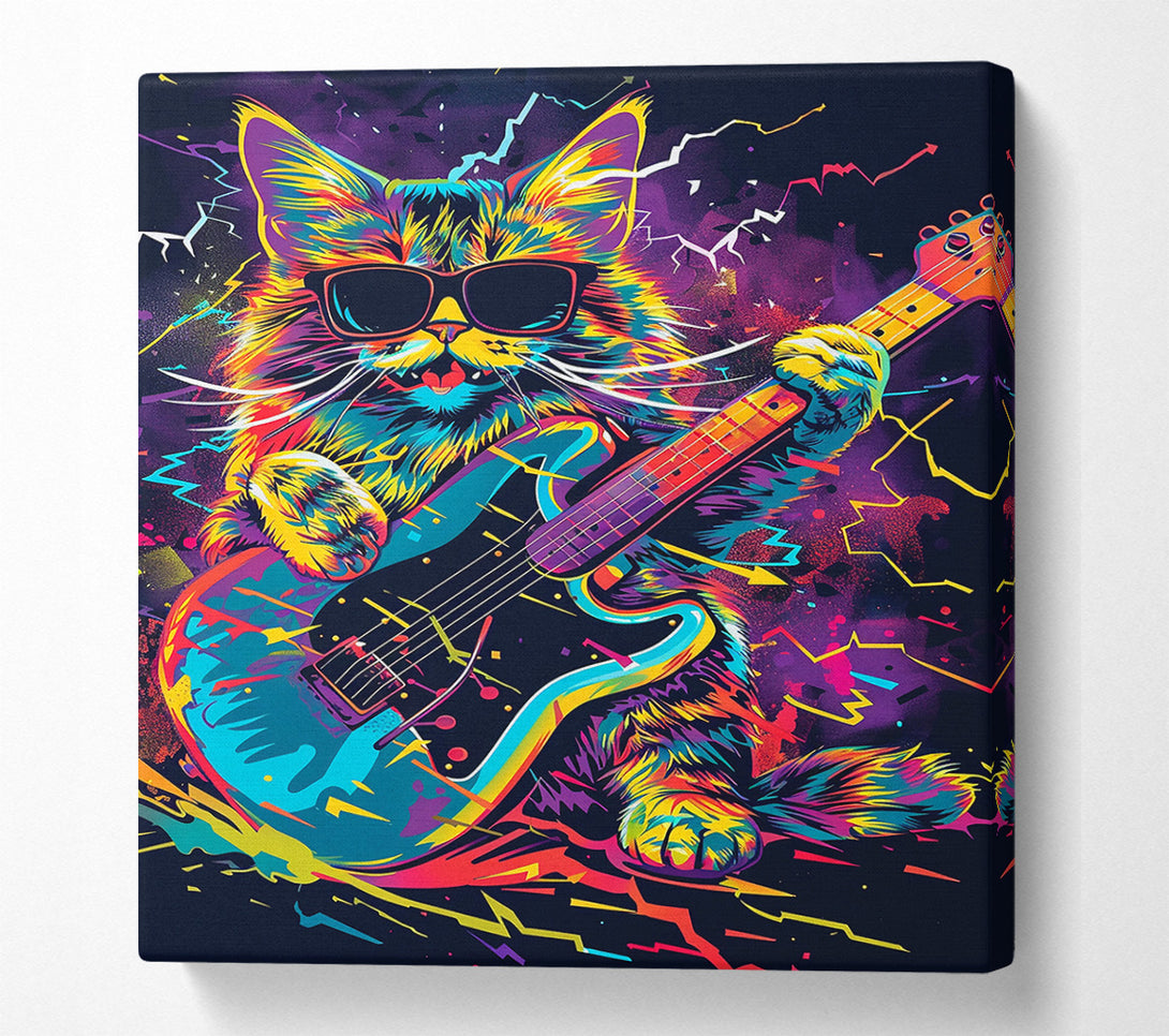  A Canvas Print of Neon Cat Guitar Solo Canvas Print
