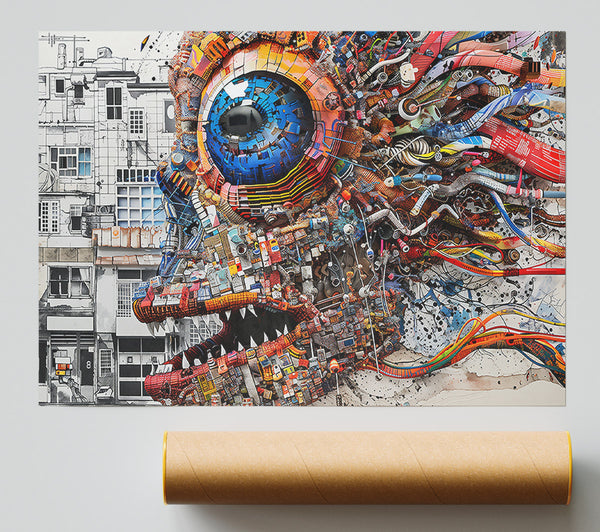Orange Cyber Eye Poster