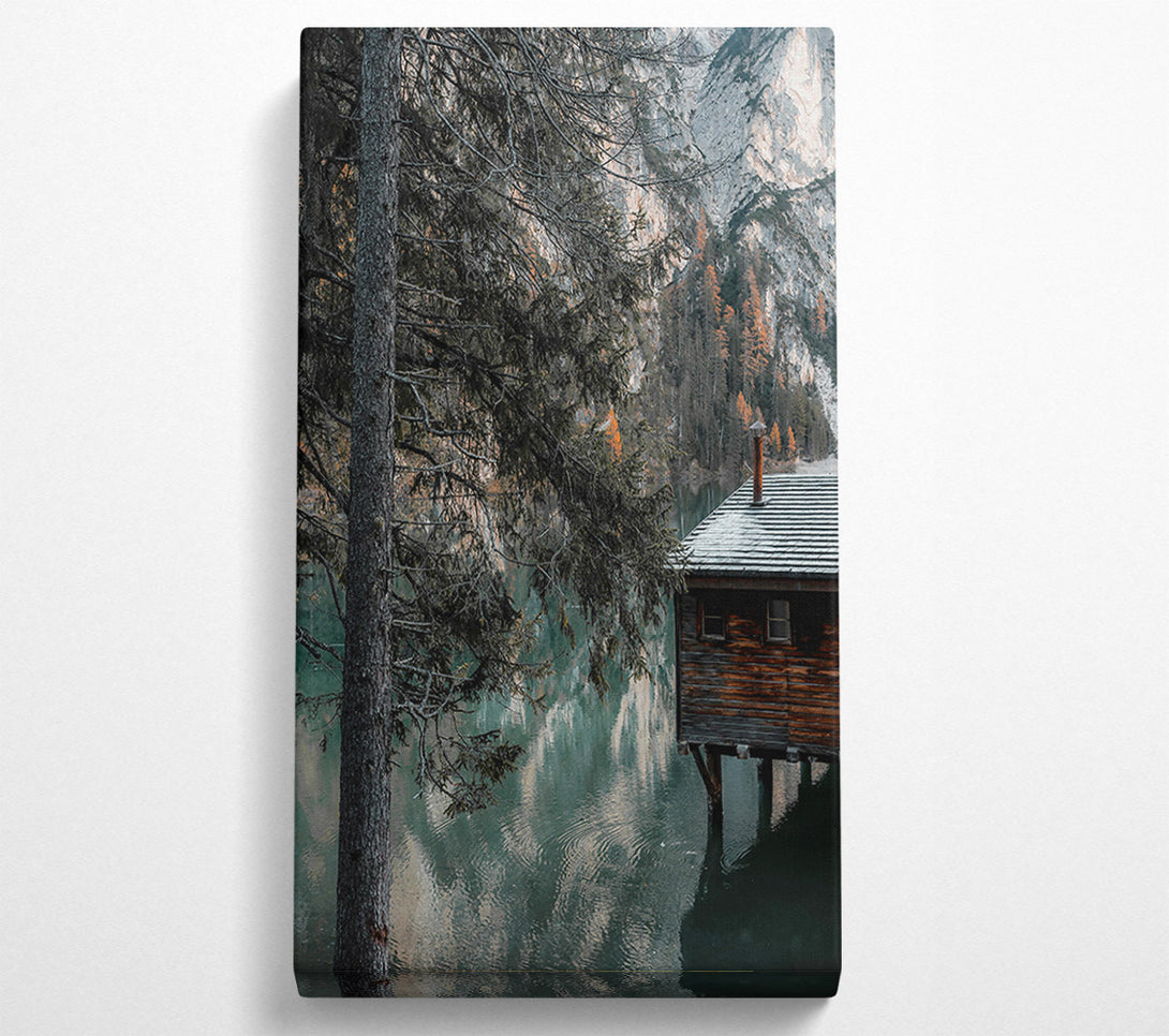  A Canvas Print of Teal Lake Cabin Canvas Art