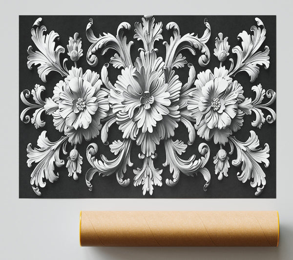 White Floral Flourish Giclee Print