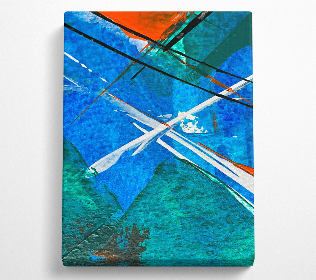  A Canvas Print of Azure Abstract Strokes Canvas Wall Art