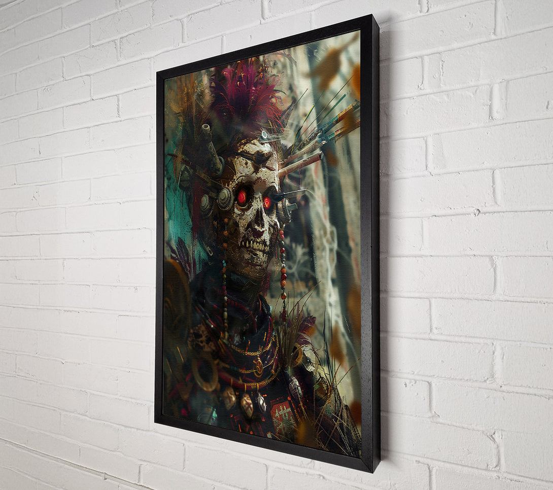  A Canvas Print of Crimson Cyber Skull Canvas Art