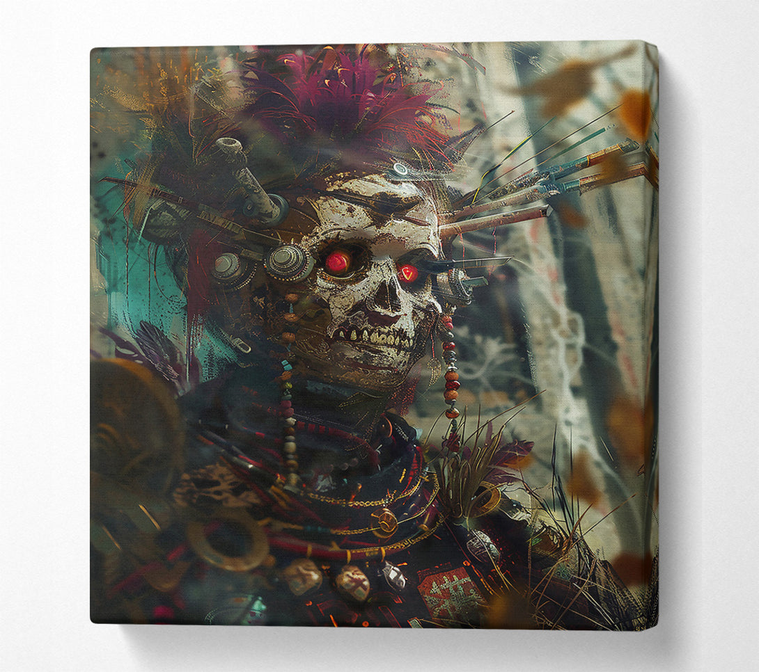  A Canvas Print of Crimson Cyber Skull Canvas Art