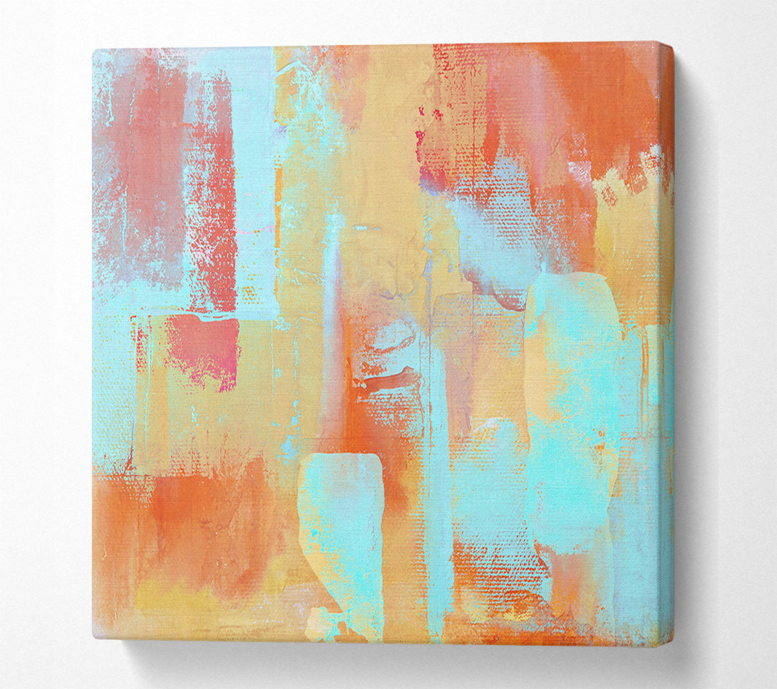  A Canvas Print of Aqua Orange Abstract Canvas Print