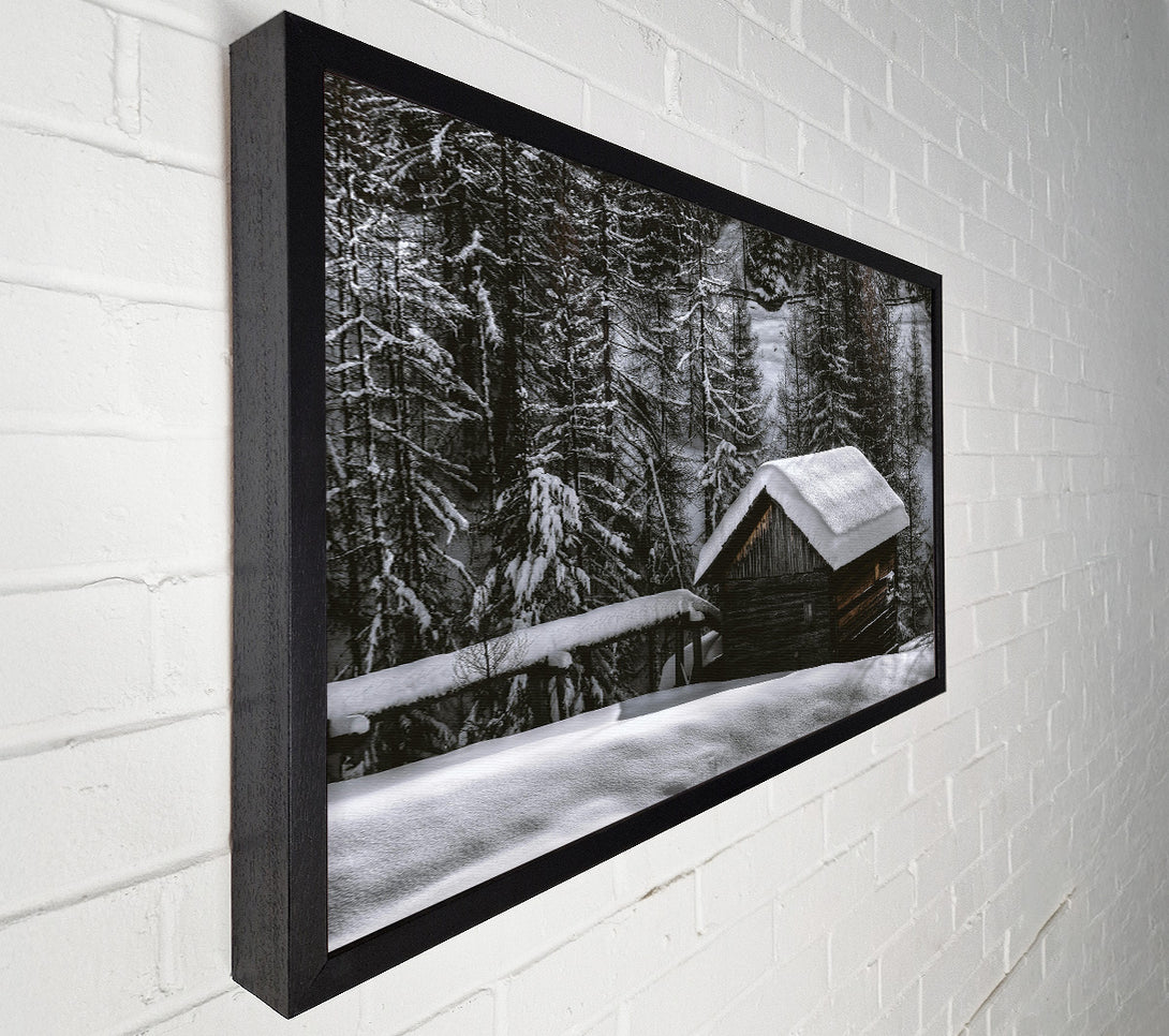  A Canvas Print of White Cabin Under Snow Canvas Art